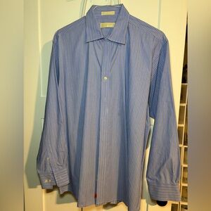 MICHAEL Michael Kors Blue and White Striped Dress Shirt